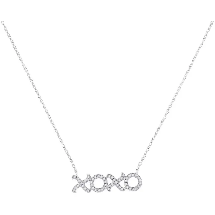 gndatlanta Necklaces 14k White Gold Round Diamond XOXO Hugs Kisses Letter Pendant Necklace 16 Cttw gndatlanta Necklaces 14k White Gold Round Diamond XOXO Hugs Kisses Letter Pendant Necklace 16 Cttw