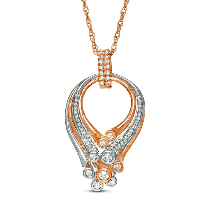 Goldia 025 CT TW Natural Diamond Layered Teardrop Pendant in 10K TwoTone Gold Necklaces Goldia 025 CT TW Natural Diamond Layered Teardrop Pendant in 10K TwoTone Gold Necklaces