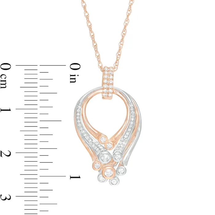 Goldia 025 CT TW Natural Diamond Layered Teardrop Pendant in 10K TwoTone Gold Necklaces Goldia 025 CT TW Natural Diamond Layered Teardrop Pendant in 10K TwoTone Gold Necklaces