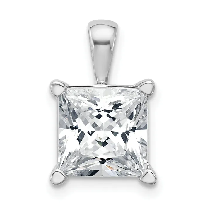 Goldia 14k White Gold 5 Ct Certified Lab Grown Diamond VSSI G Princess Four Prong Pendant Necklaces Goldia 14k White Gold 5 Ct Certified Lab Grown Diamond VSSI G Princess Four Prong Pendant Necklaces