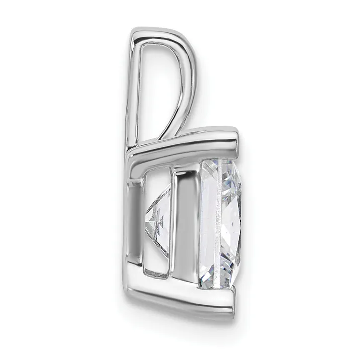 Goldia 14k White Gold 5 Ct Certified Lab Grown Diamond VSSI G Princess Four Prong Pendant Necklaces