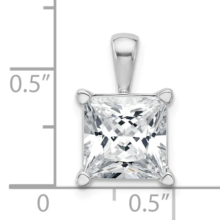 Goldia 14k White Gold 5 Ct Certified Lab Grown Diamond VSSI G Princess Four Prong Pendant Necklaces