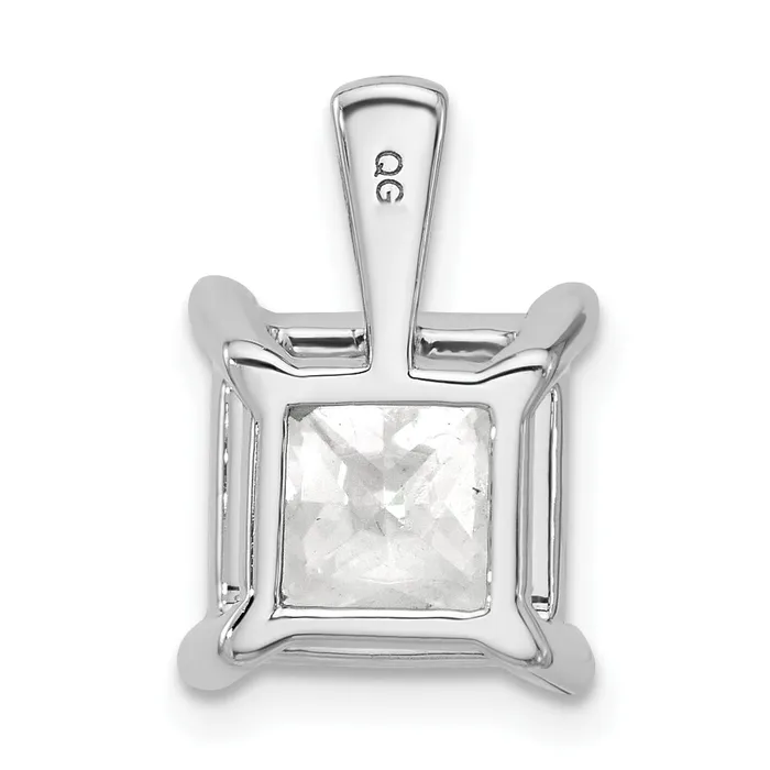 Goldia 14k White Gold 5 Ct Certified Lab Grown Diamond VSSI G Princess Four Prong Pendant Necklaces