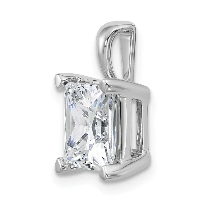 Goldia 14k White Gold 5 Ct Certified Lab Grown Diamond VSSI G Princess Four Prong Pendant Necklaces