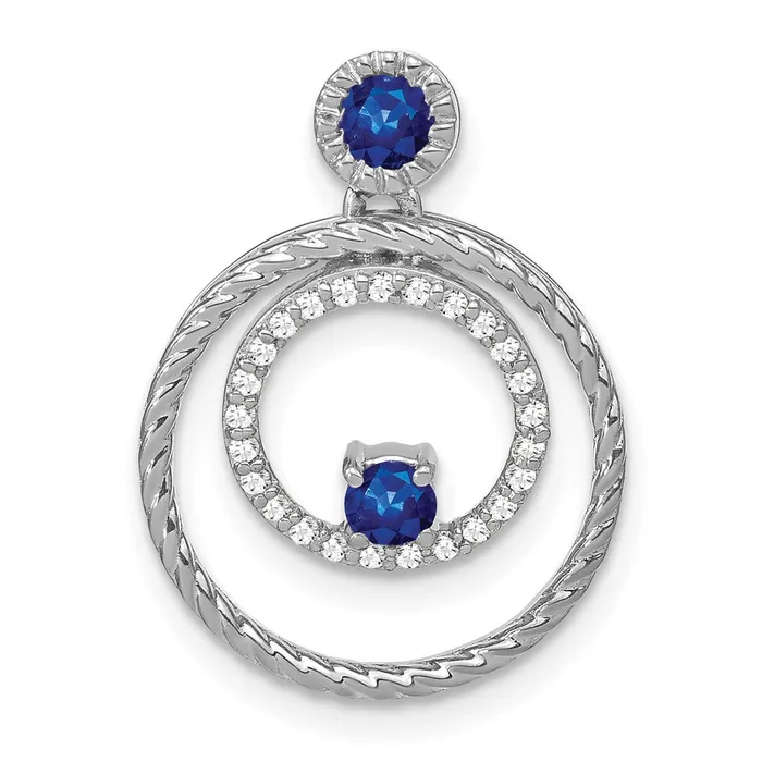 Goldia 14k White Gold Sapphire and Real Diamond Circles Pendant Necklaces Goldia 14k White Gold Sapphire and Real Diamond Circles Pendant Necklaces
