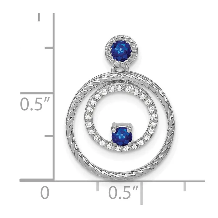 Goldia 14k White Gold Sapphire and Real Diamond Circles Pendant Necklaces