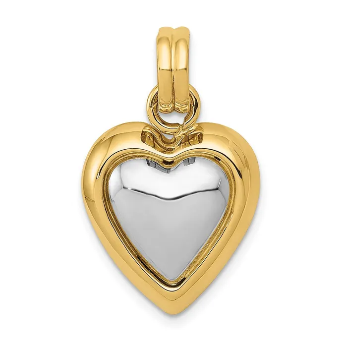 Goldia 14k Yellow Rhodium Gold wWhite Rhodium Polished Heart Pendant Necklaces Goldia 14k Yellow Rhodium Gold wWhite Rhodium Polished Heart Pendant Necklaces
