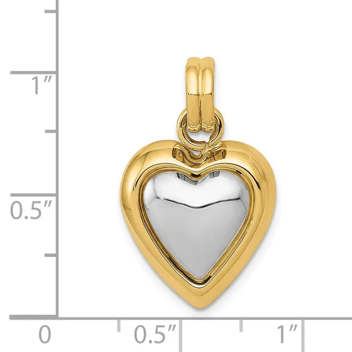Goldia 14k Yellow Rhodium Gold wWhite Rhodium Polished Heart Pendant Necklaces
