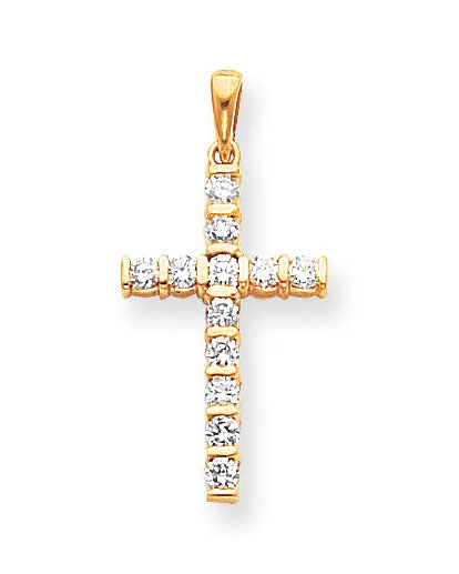 goldiaca 14k AA Diamond Latin Cross Pendant Necklaces