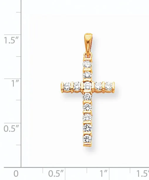 goldiaca 14k AA Diamond Latin Cross Pendant Necklaces
