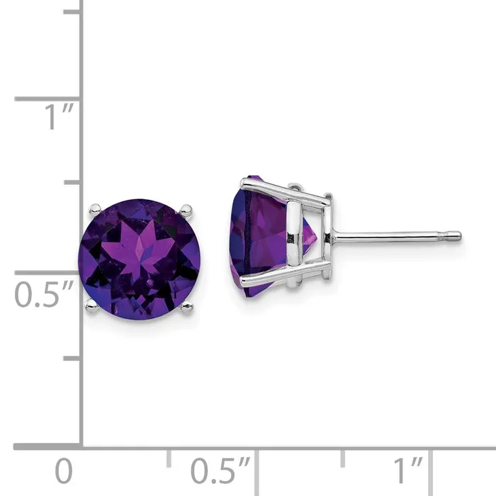 Goldia Earrings 14k White Gold 9mm Amethyst Earrings