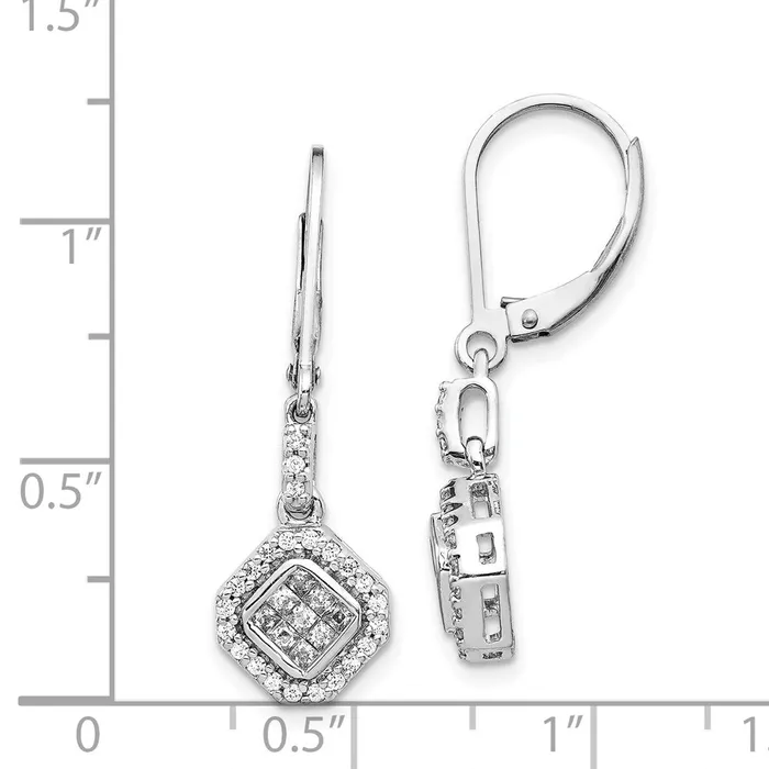 Goldia Earrings 14k White Gold Real Diamond Leverback Earrings