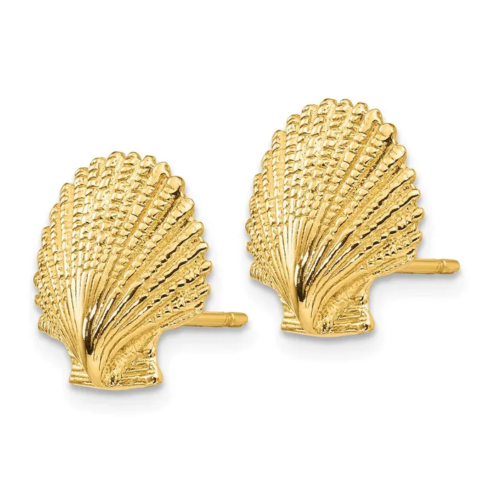 Goldia Earrings 14k Yellow Gold Scallop Shell Post Earrings