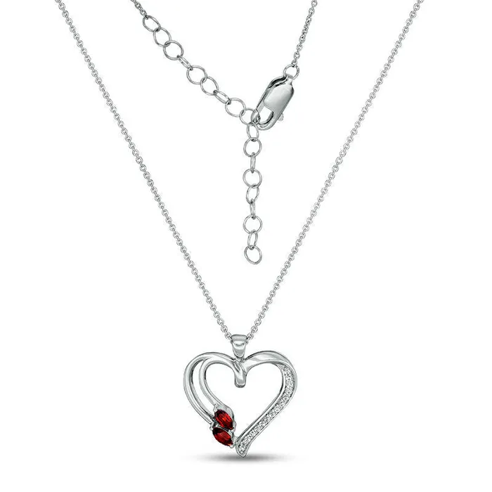 Goldia Marquise Garnet and LabCreated White Sapphire Heart Pendant in Sterling Silver Necklaces Goldia Marquise Garnet and LabCreated White Sapphire Heart Pendant in Sterling Silver Necklaces