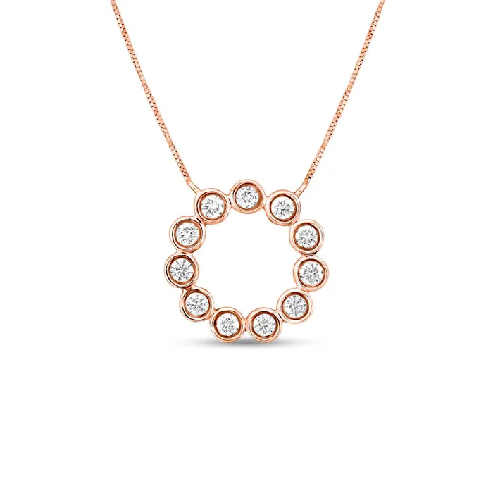 Goldia Necklaces 038 CT TW Natural Diamond BezelSet Circle Necklace in 10K Rose Gold Goldia Necklaces 038 CT TW Natural Diamond BezelSet Circle Necklace in 10K Rose Gold