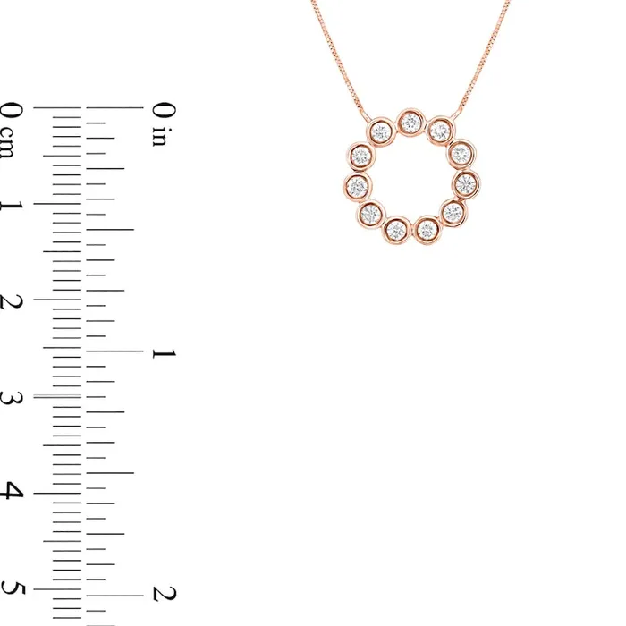 Goldia Necklaces 038 CT TW Natural Diamond BezelSet Circle Necklace in 10K Rose Gold Goldia Necklaces 038 CT TW Natural Diamond BezelSet Circle Necklace in 10K Rose Gold