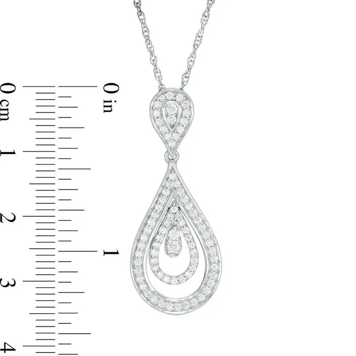 Goldia Necklaces 05 CT TW Natural Diamond Layered Teardrop Pendant in Sterling Silver Goldia Necklaces 05 CT TW Natural Diamond Layered Teardrop Pendant in Sterling Silver