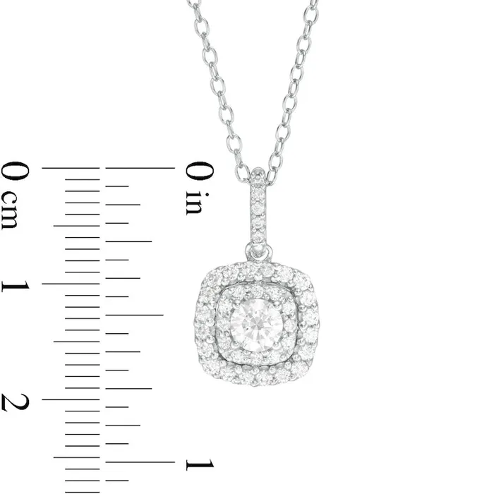 Goldia Necklaces 063 CT TW Natural Diamond Double Cushion Frame Pendant in 14K White Gold Goldia Necklaces 063 CT TW Natural Diamond Double Cushion Frame Pendant in 14K White Gold