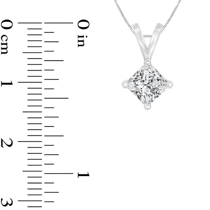 Goldia Necklaces 1 CT Certified PrincessCut Natural Clarity Enhanced Solitaire Pendant in 14K White Gold IVS2 Goldia Necklaces 1 CT Certified PrincessCut Natural Clarity Enhanced Solitaire Pendant in 14K White Gold IVS2