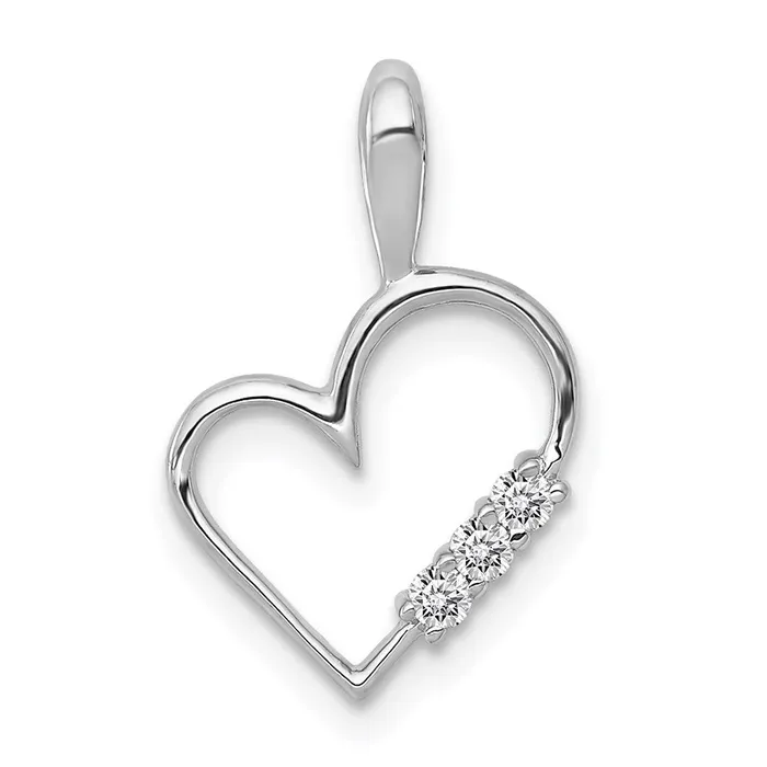 Goldia Necklaces 14k White Gold AA 120ct Real Diamond Heart Pendant