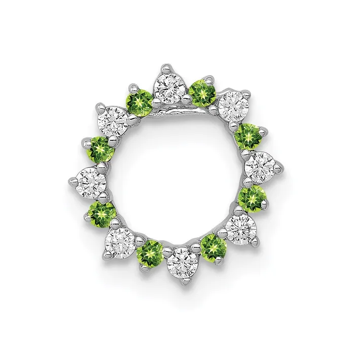 Goldia Necklaces 14k White Gold Real Diamond and 08 Peridot Fancy Circle Chain Slide Goldia Necklaces 14k White Gold Real Diamond and 08 Peridot Fancy Circle Chain Slide