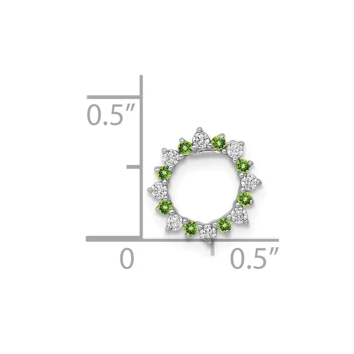 Goldia Necklaces 14k White Gold Real Diamond and 08 Peridot Fancy Circle Chain Slide