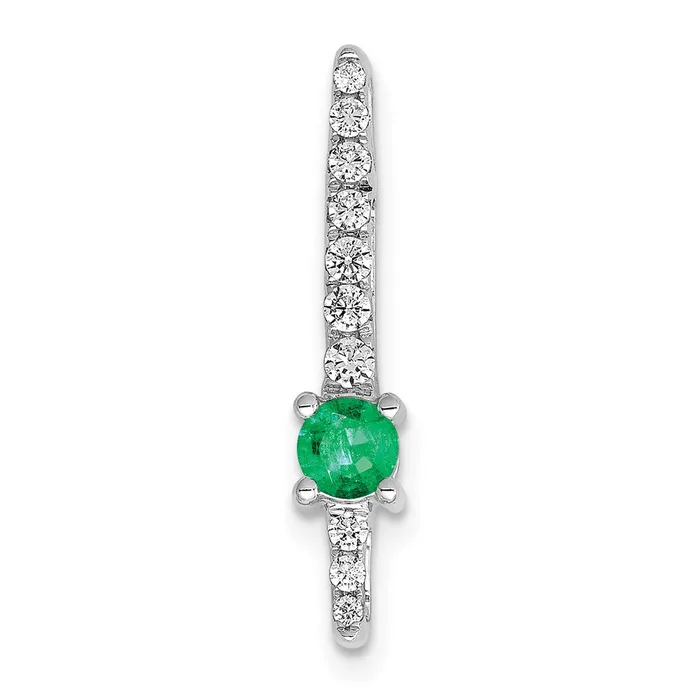 Goldia Necklaces 14k White Gold Real Diamond and Emerald Fancy Chain Slide Goldia Necklaces 14k White Gold Real Diamond and Emerald Fancy Chain Slide