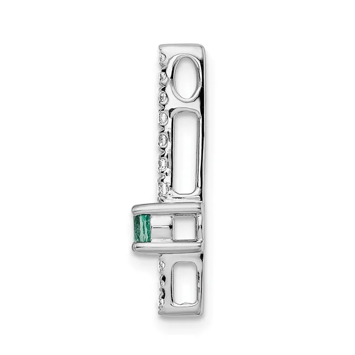 Goldia Necklaces 14k White Gold Real Diamond and Emerald Fancy Chain Slide