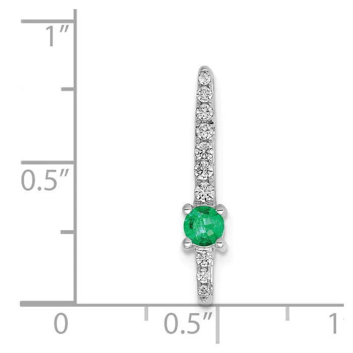 Goldia Necklaces 14k White Gold Real Diamond and Emerald Fancy Chain Slide