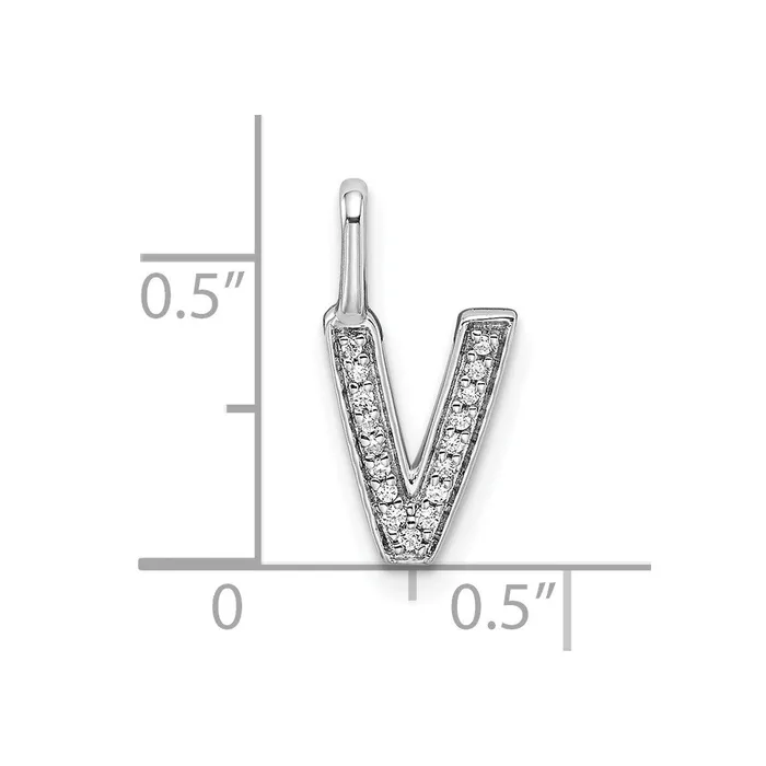 Goldia Necklaces 14K White Gold Real Diamond Letter V Initial Pendant