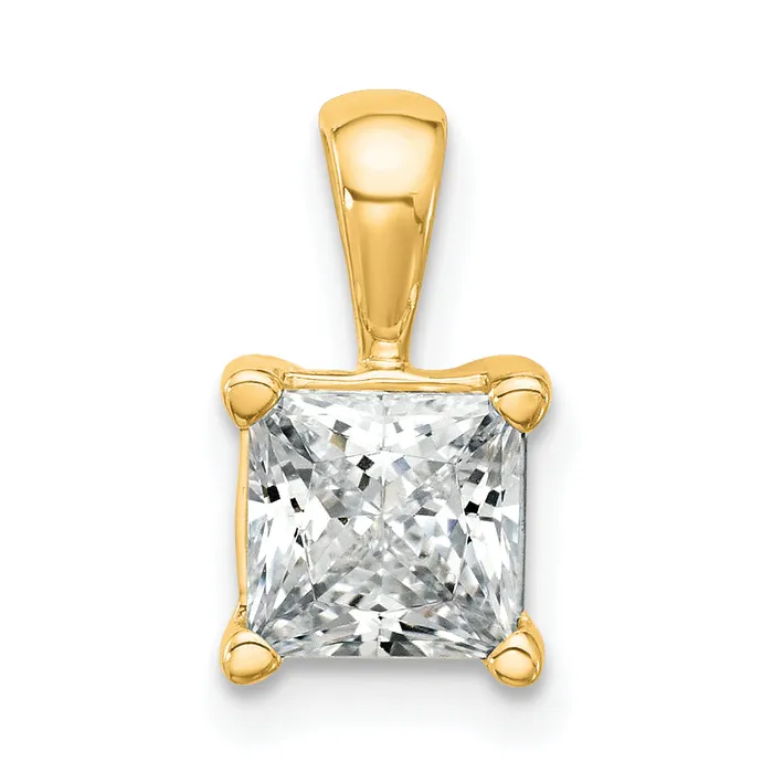 Goldia Necklaces 14k Yellow Gold 1 12 Ct Certified Lab Grown Diamond VSSI G Princess Four Prong Pendant Goldia Necklaces 14k Yellow Gold 1 12 Ct Certified Lab Grown Diamond VSSI G Princess Four Prong Pendant