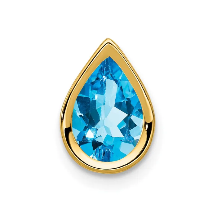 Goldia Necklaces 14K Yellow Gold 9x6mm Pear Blue Topaz bezel pendant