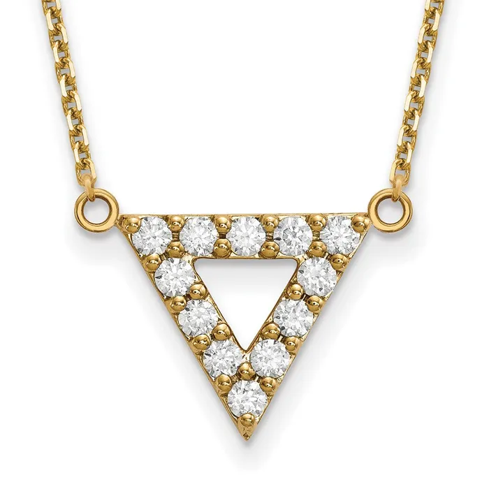 Goldia Necklaces 14K Yellow Gold A Quality Real Diamond 13mm Triangle Necklace Goldia Necklaces 14K Yellow Gold A Quality Real Diamond 13mm Triangle Necklace