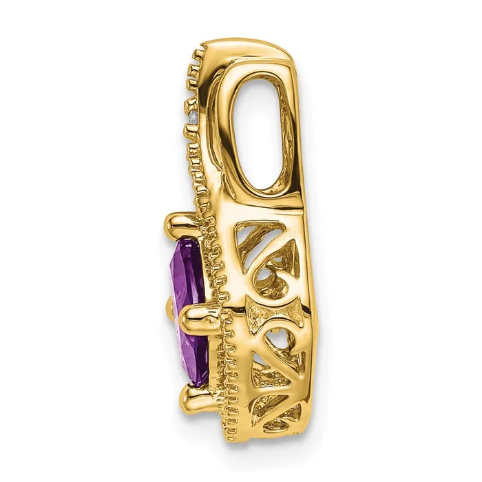 Goldia Necklaces 14K Yellow Gold Amethyst and Real Diamond Pendant