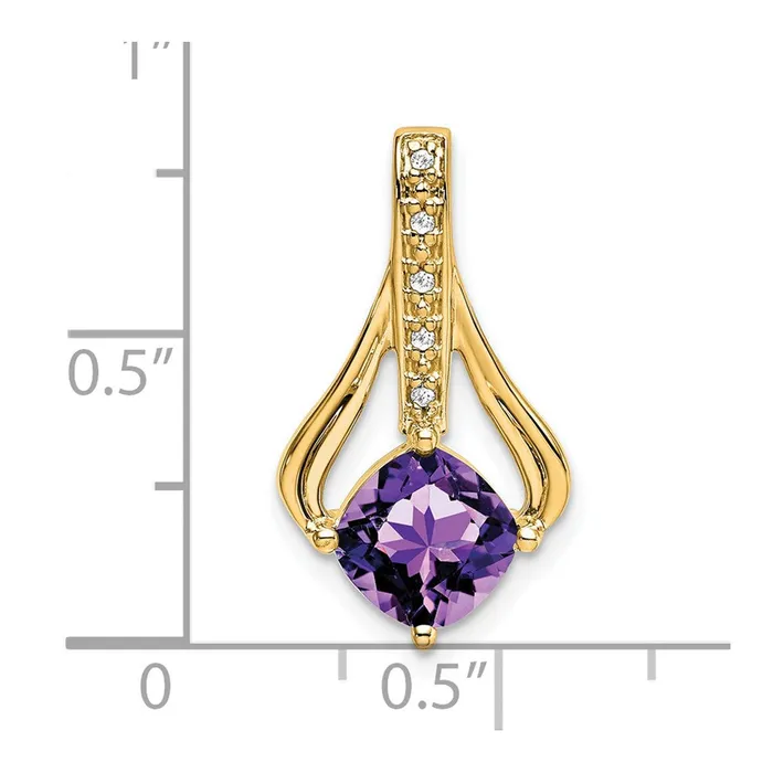 Goldia Necklaces 14K Yellow Gold Amethyst and Real Diamond Pendant