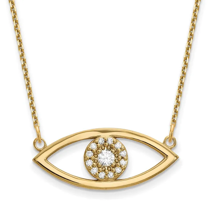 Goldia Necklaces 14K Yellow Gold Medium Real Diamond Evil Eye Necklace