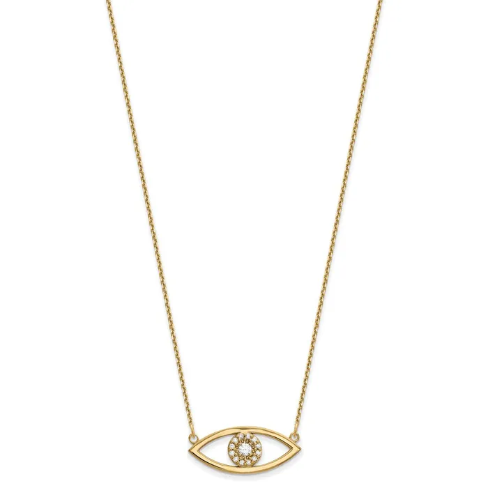 Goldia Necklaces 14K Yellow Gold Medium Real Diamond Evil Eye Necklace