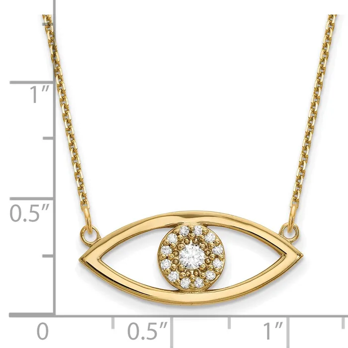 Goldia Necklaces 14K Yellow Gold Medium Real Diamond Evil Eye Necklace