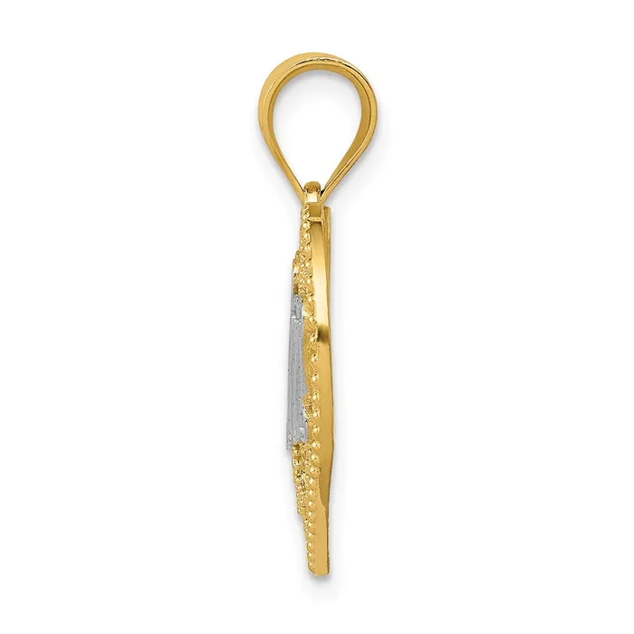 Goldia Necklaces 14k Yellow Rhodium Gold and White Rhodium Filigree 1 Mom Heart Pendant