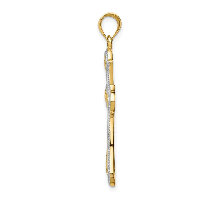 Goldia Necklaces 14k Yellow Rhodium Gold wRhodium Filigree Cross Pendant