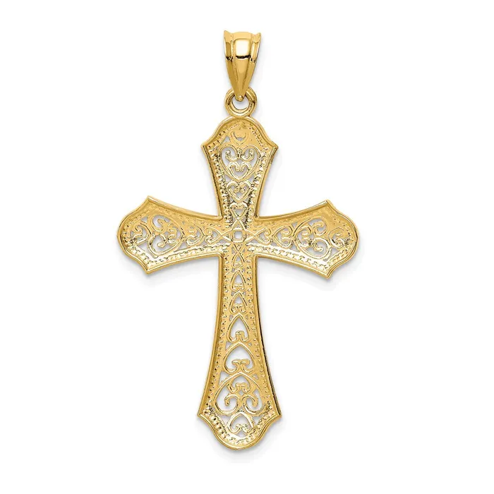 Goldia Necklaces 14k Yellow Rhodium Gold wRhodium Filigree Cross Pendant