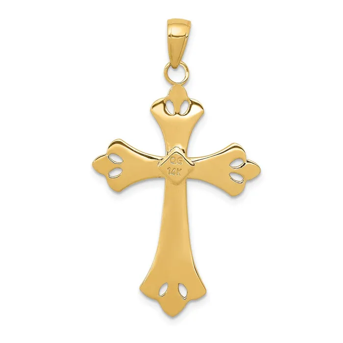 Goldia Necklaces 14k Yellow Rhodium Gold wRhodium Textured Cross Pendant