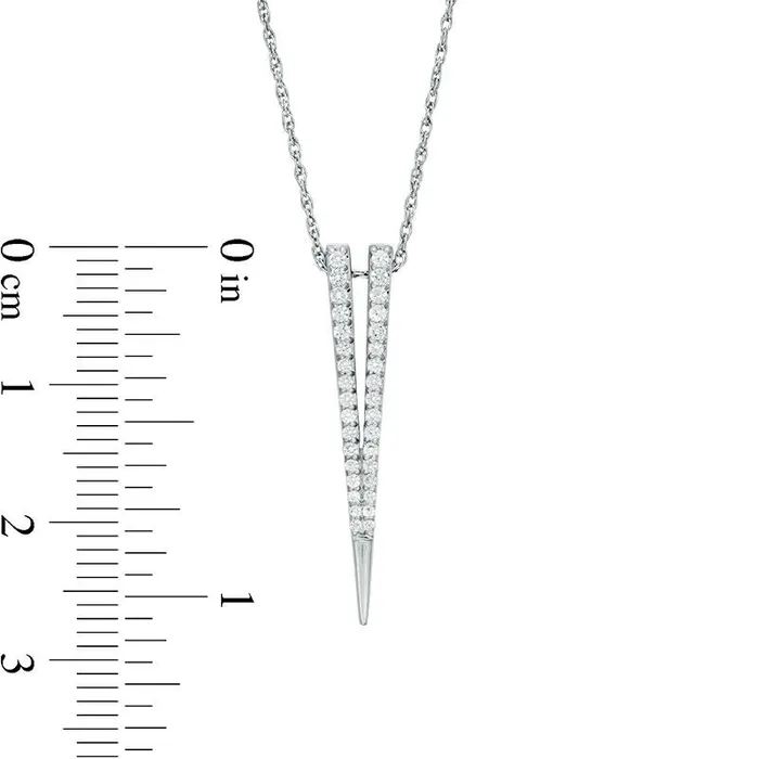 Goldia Necklaces LabCreated White Sapphire Deep V Pendant in Sterling Silver Goldia Necklaces LabCreated White Sapphire Deep V Pendant in Sterling Silver