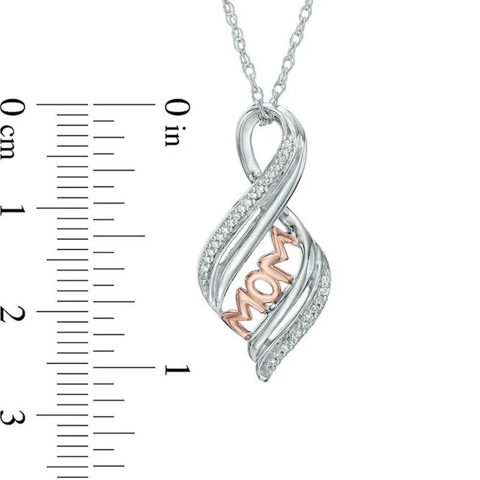 Goldia Necklaces Natural Diamond Accent MOM Flame Pendant in Sterling Silver and 10K Rose Gold Goldia Necklaces Natural Diamond Accent MOM Flame Pendant in Sterling Silver and 10K Rose Gold