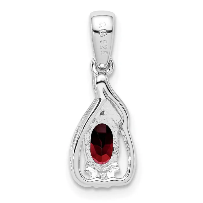 Goldia Necklaces Sterling Silver Rhodium Plated Diamond u0026 Garnet Oval Pendant