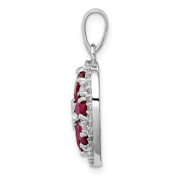Goldia Necklaces Sterling Silver Rhodiumplated Polished CZ and Lab Cr Ruby Heart Pendant