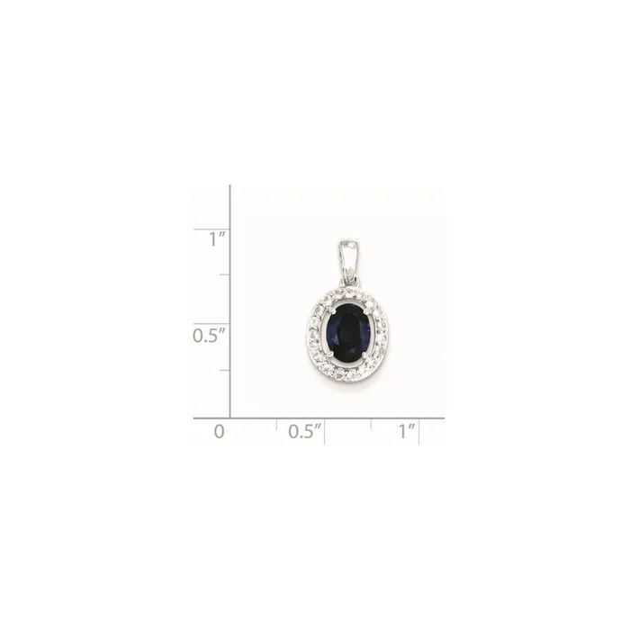 Goldia Necklaces Sterling Silver Rhodium Plated White Topaz u0026 Sapphire Pendant