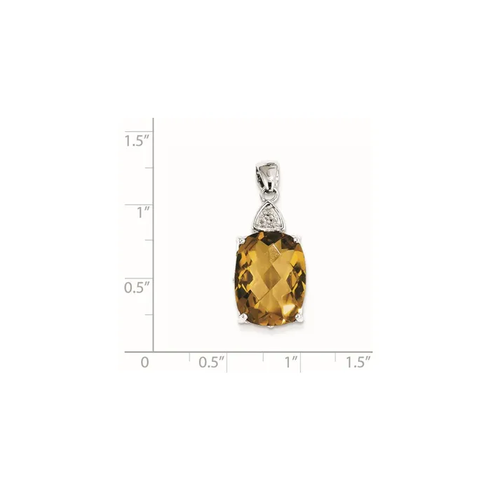 Goldia Necklaces Sterling Silver Whiskey Quartz and Diamond Pendant