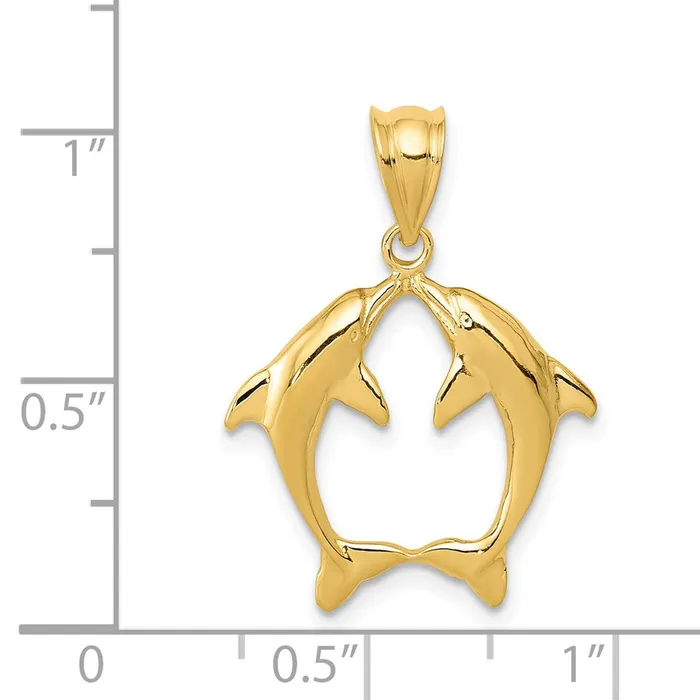 Goldia PreStyled Sets 14k Yellow Gold Two Dolphins Pendant