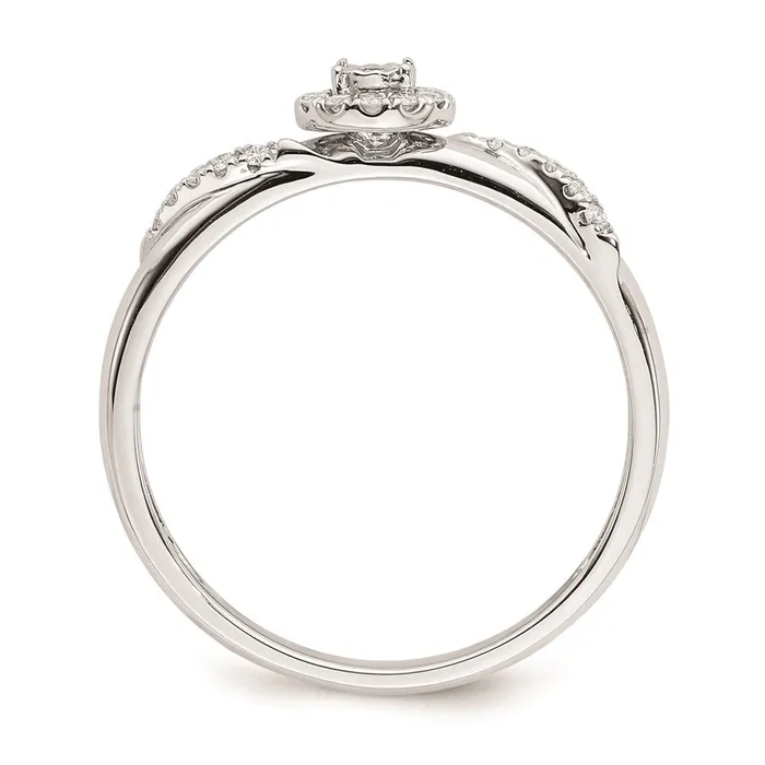 Goldia Rings 012ct CZ Solid Real 14K White Gold Complete Trio Engagement Ring